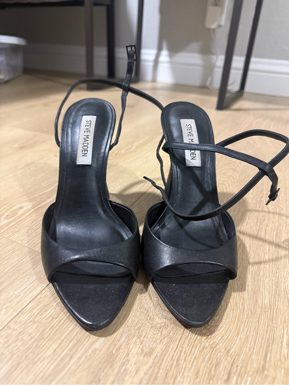 Steve Madden Black Strappy Stiletto Heels